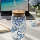 💙 Blue Breeze Glass Cup – 16oz with Bamboo Lid & Glass Straw (Tax Included)