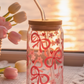 💖 Pink Ribbon Dreams Glass Cup – 16oz with Bamboo Lid & Glass Straw (Tax Included)