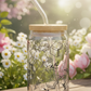 🖤“Whispers of Pages” – Floral Book Glass Cup – 16oz with Bamboo Lid &amp; Glass Straw (Tax Included)